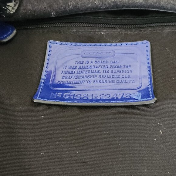 Nwot Coach Wool Blue & Black Satchel Handbag Purse - Picture 15 of 15